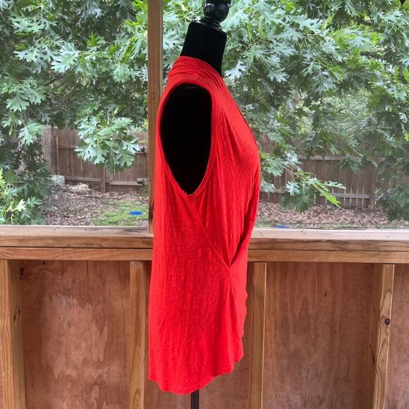 Anthropologie Left Of Center Red Sleeveless Wrap Tunic Top Size S - Picture 2 of 9